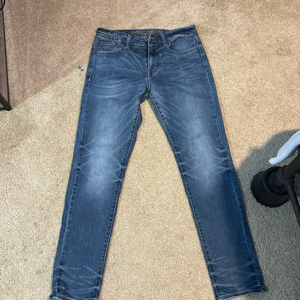 American Eagle Extreme Flex Blue Skinny Jeans (W 31 L 32)